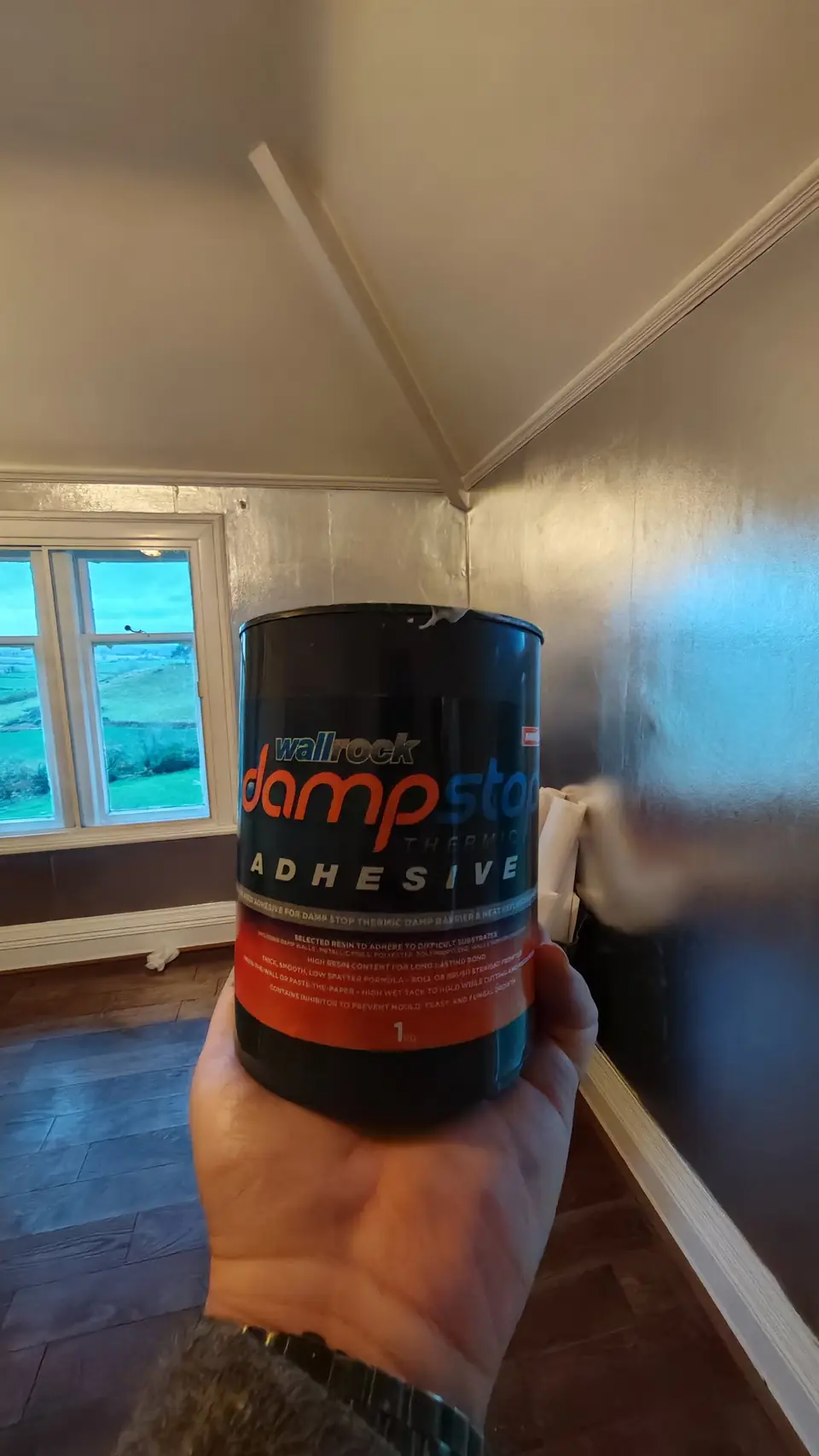 Wallrock Damp Stop adhesive, used to bond the foil to the wall