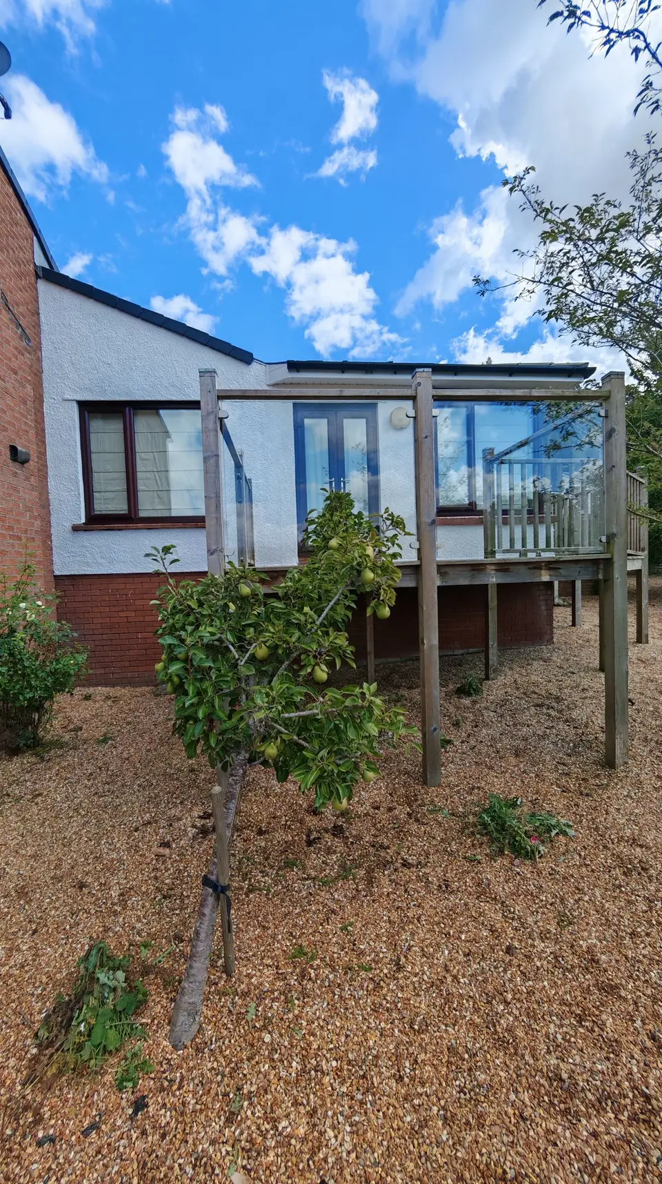 After: the same view with the render painted white