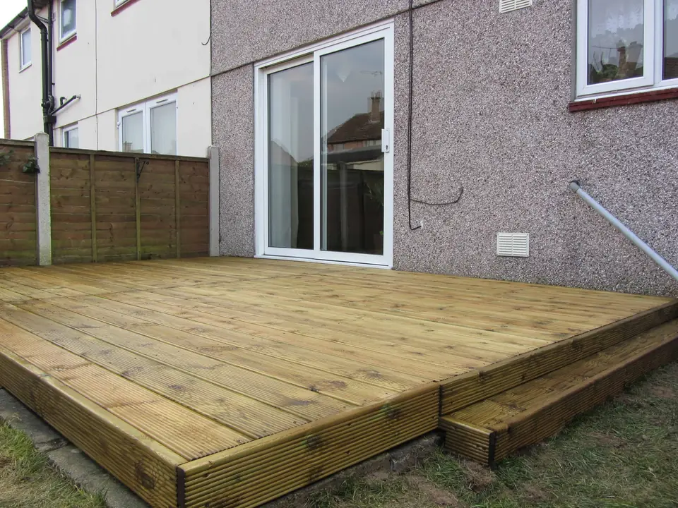 New timber decking at the rear of a house