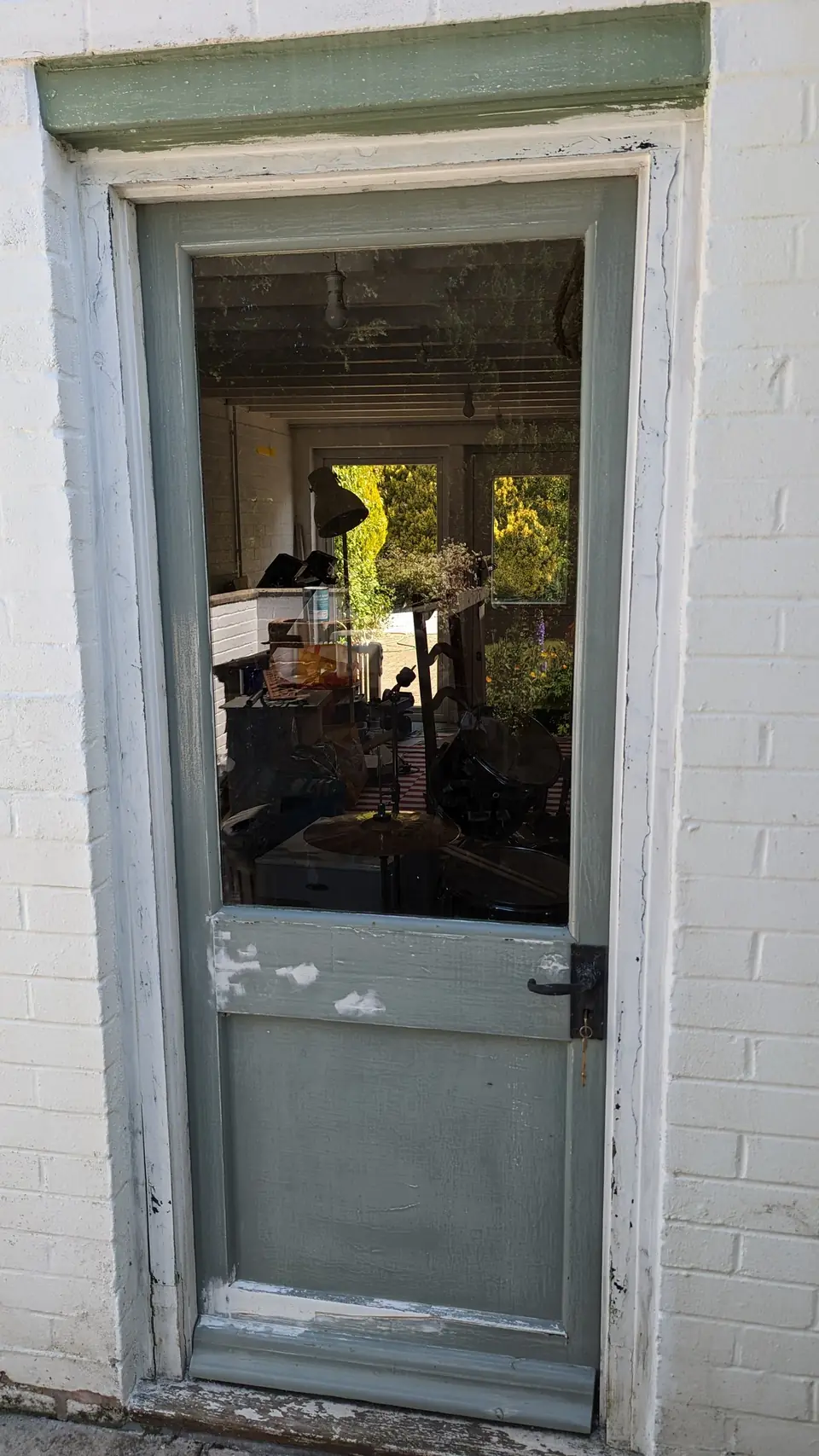 Before: tired pale green stable door