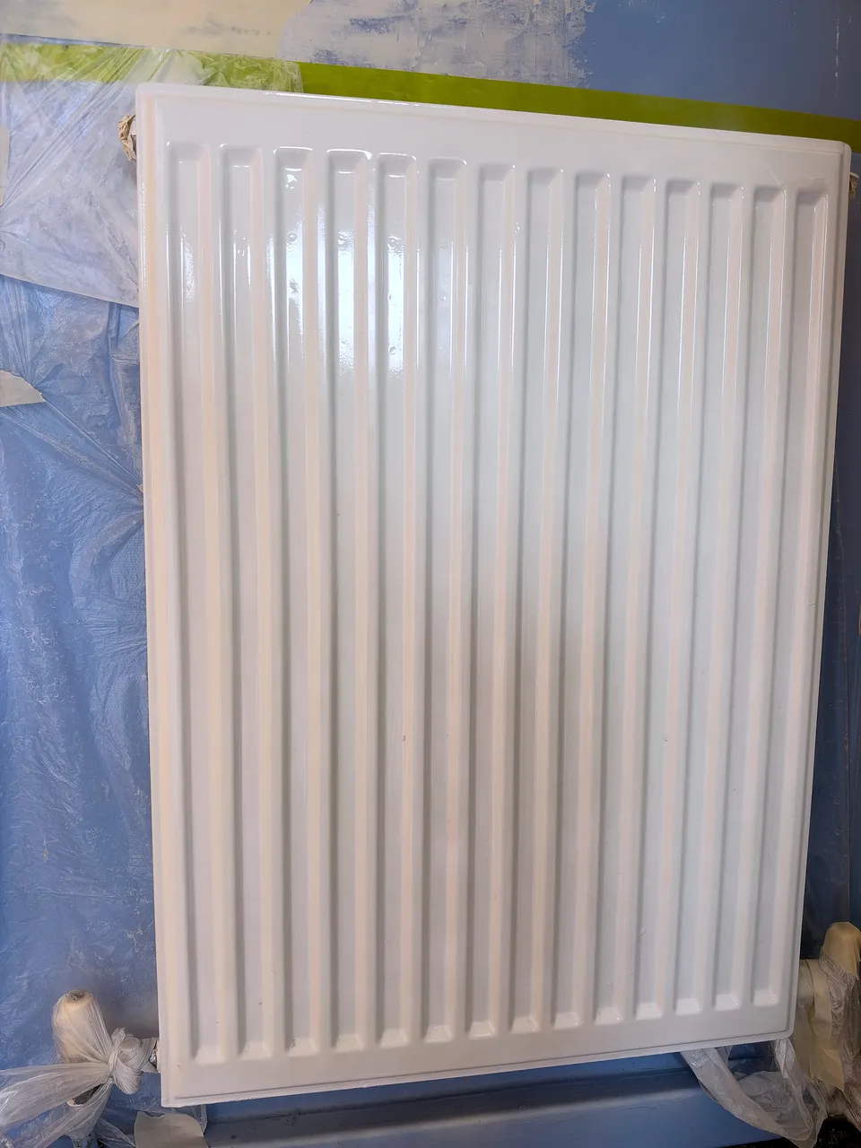 After: small radiator sprayed brilliant white gloss