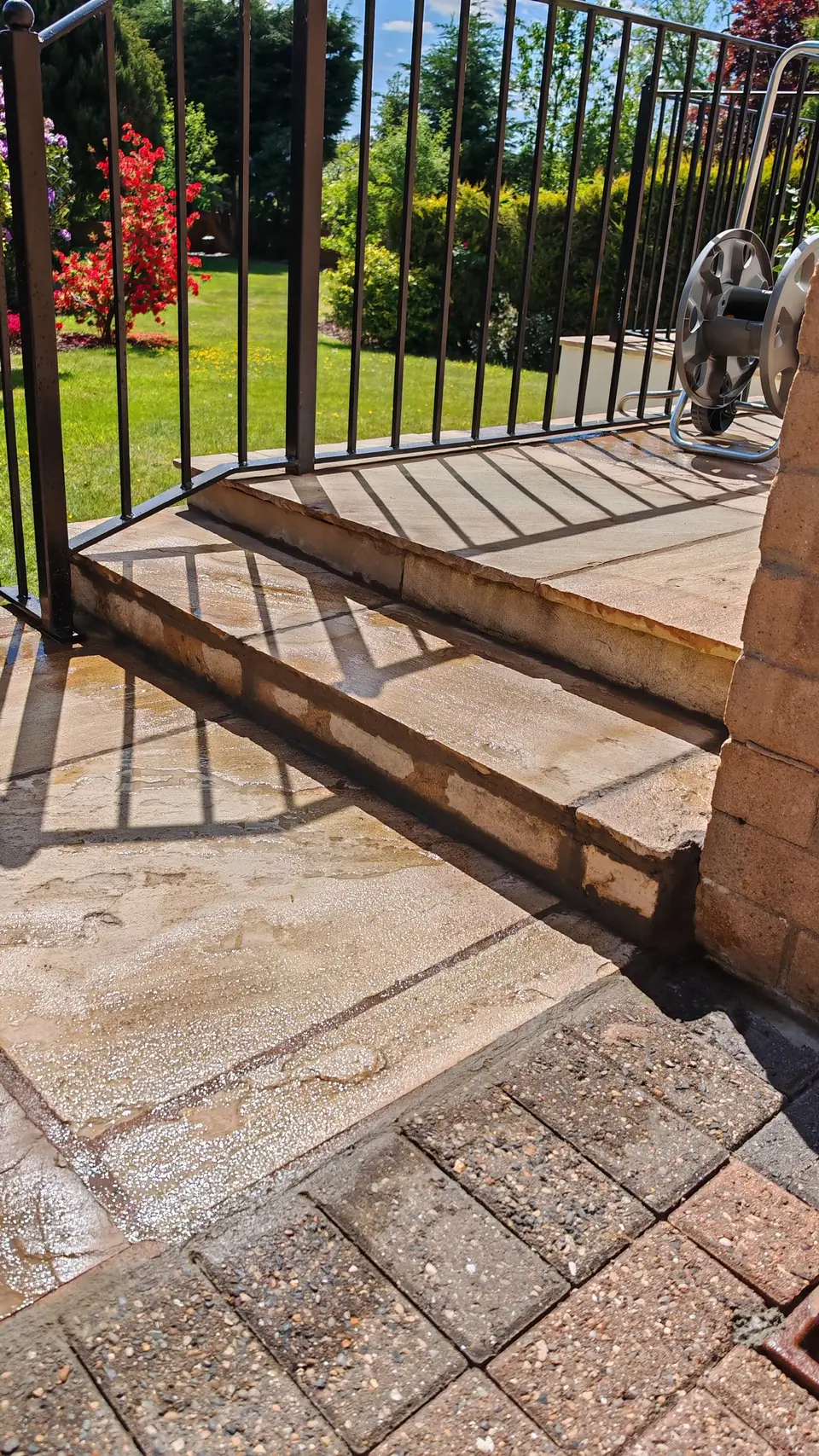 After: sandstone steps repaired and pointed