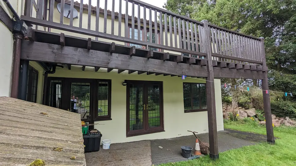Timber balcony stained dark brown