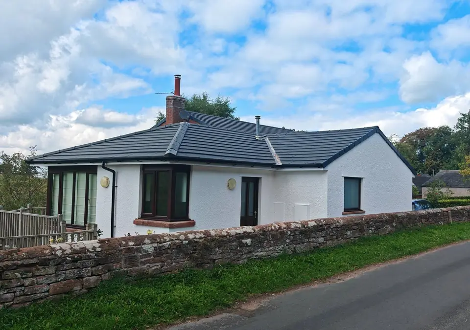 After: the finished bungalow from the road